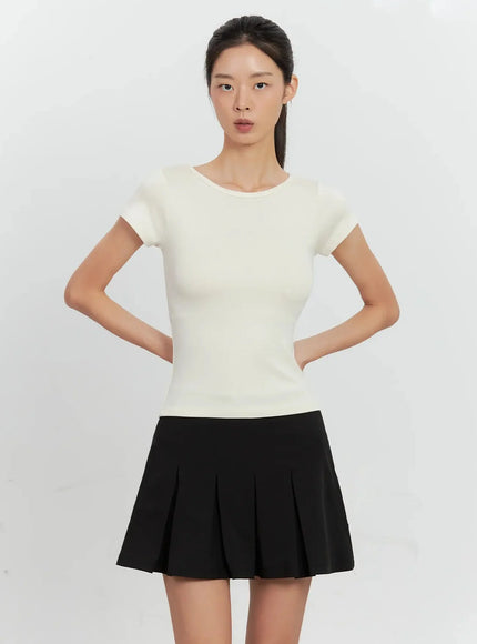 Round Neck Short-Sleeve Top IL528