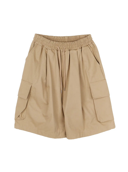 Men's Beige Cargo Bermuda Shorts IA530