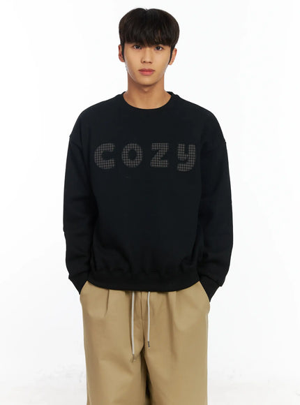 mens-embroidered-fleece-sweatshirt-if506 / Black