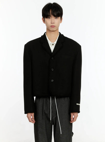 Men's Fringe Detail Cropped Wool Jacket IN503