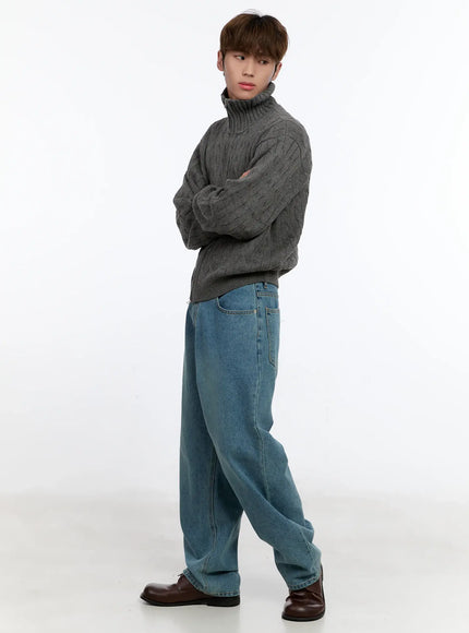 mens-cable-zip-up-sweater-in512 / Gray