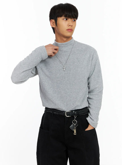 mens-neutral-tone-mock-neck-if504 / Gray