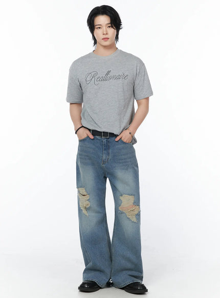 mens-lettering-t-shirt-iy525 / Gray