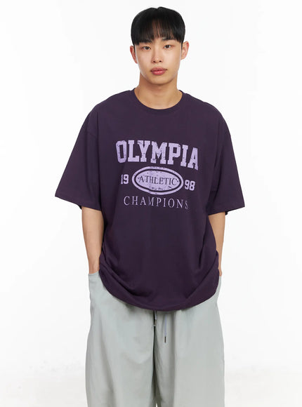 mens-casual-athletic-graphic-tee-ia502 / Purple