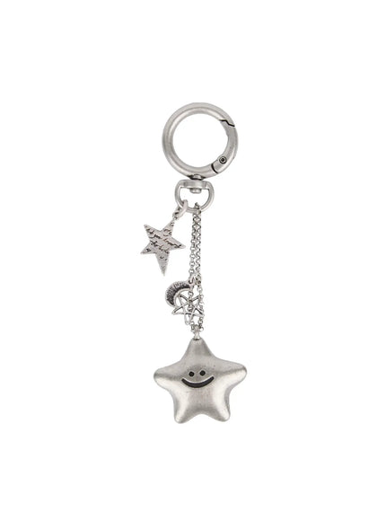 retro-star-charm-keychain-is516 / Silver
