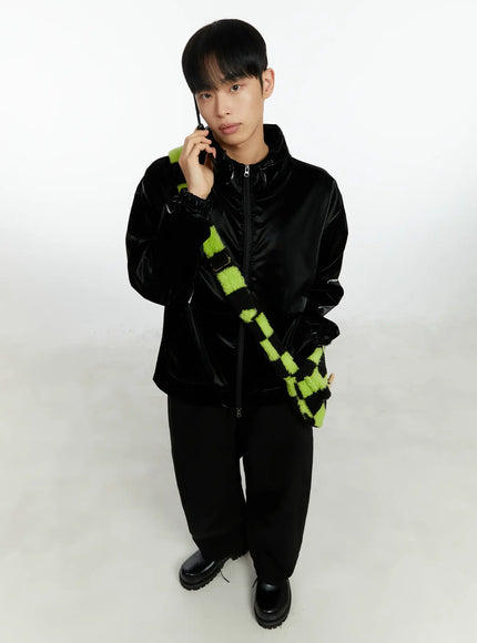 mens-high-end-glossy-double-zipper-zip-up-hoodie-if511