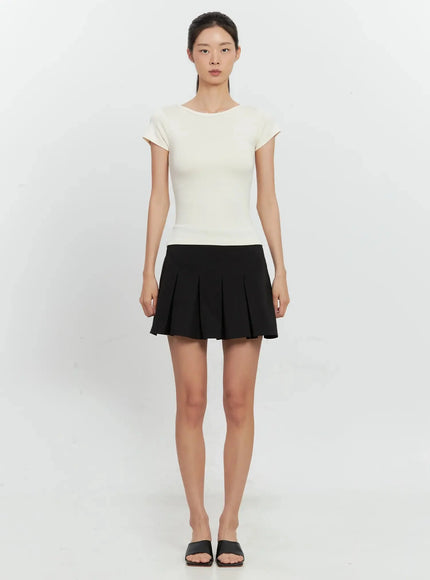 Round Neck Short-Sleeve Top IL528