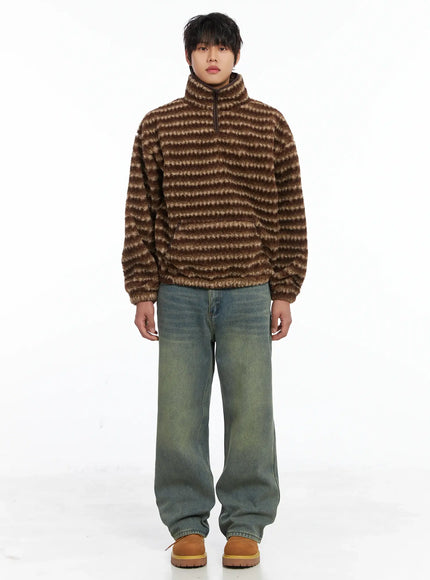 mens-warm-fleece-striped-quarter-zip-up-ij512