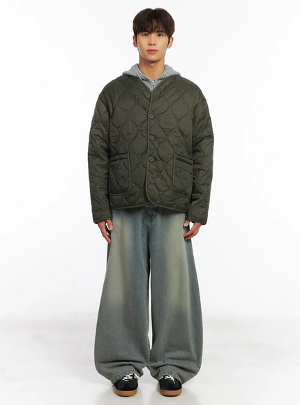 Men's Graphic Print Quilted Jacket ID511