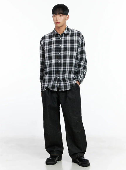 Men's Pintuck Jeans (Black)  IN518
