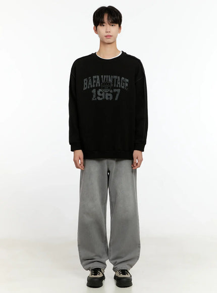 Men's Vintage Graphic Crewneck Sweatshirt IO531