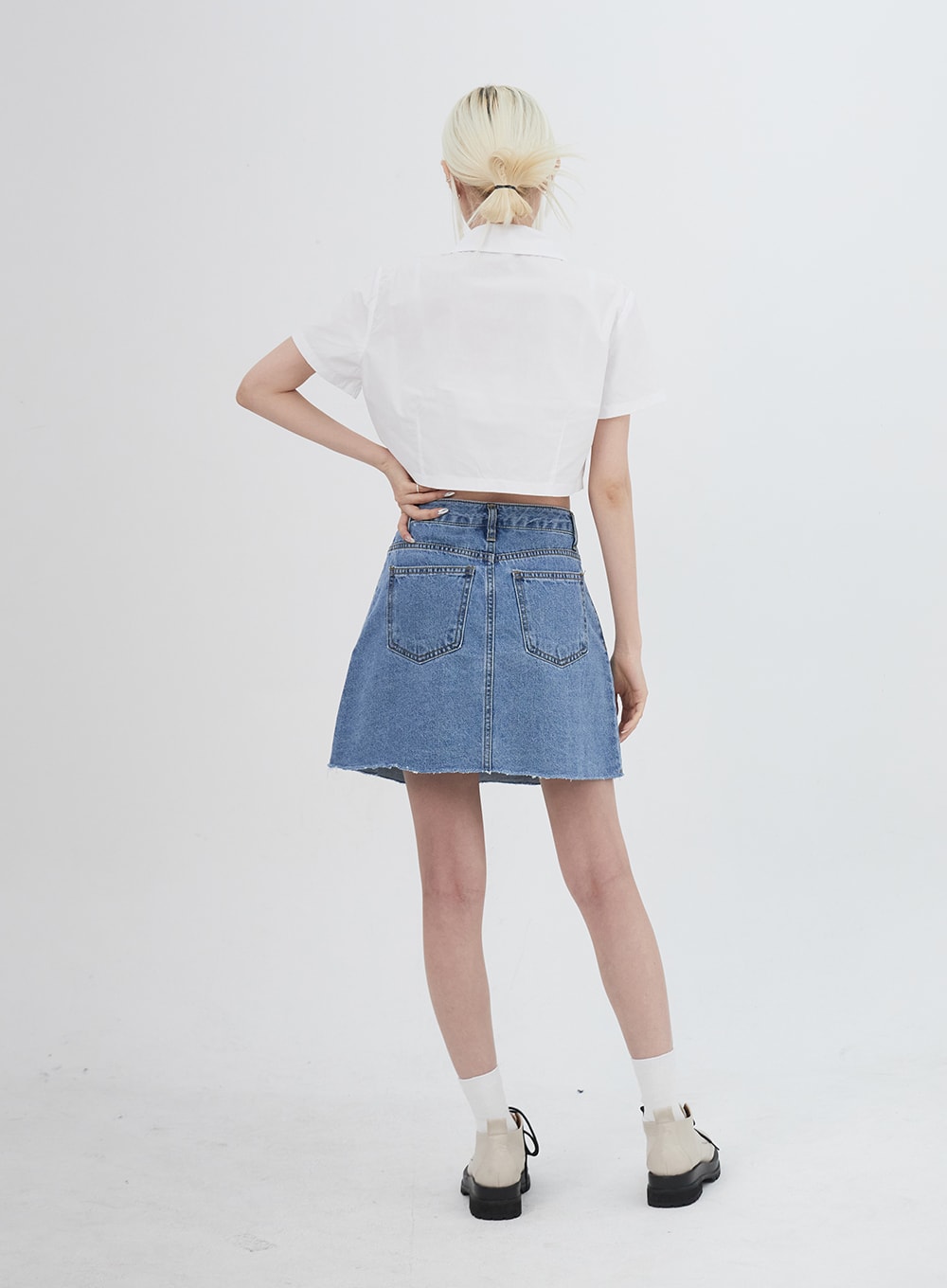 Assembly label best sale rigid denim skirt