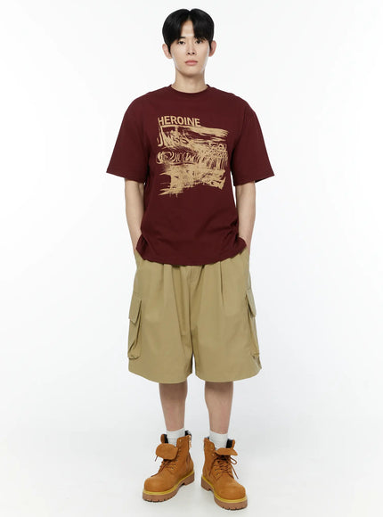 Men's Beige Cargo Bermuda Shorts IA530