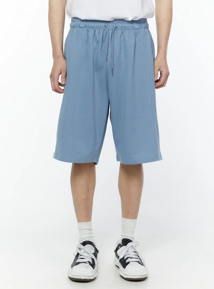 Men's Side Slit Bermuda Sweat Shorts (Light Blue) IY504