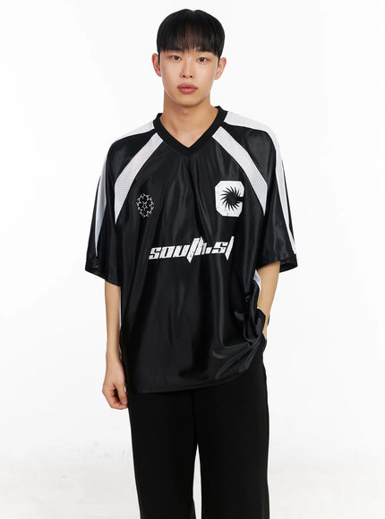 mens-graphic-rugby-style-t-shirt-ia501 / Black