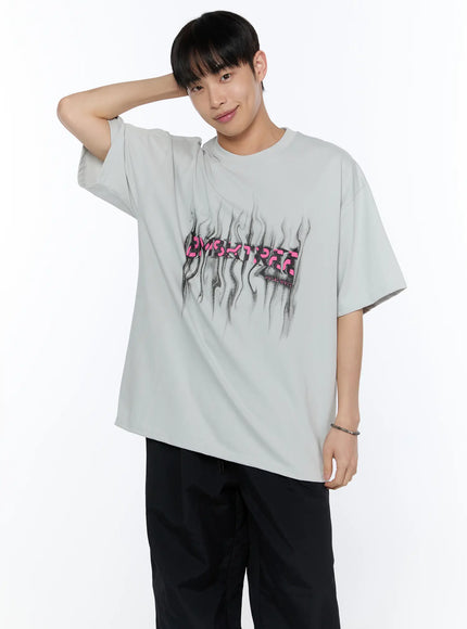 mens-graphic-oversized-tee-ia520 / Light gray