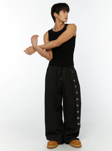 mens-eyelet-detail-wide-leg-pants-iy508-black
