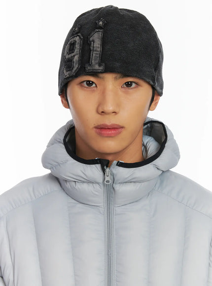 Men's Washed Denim Ribbed Beanie ID511