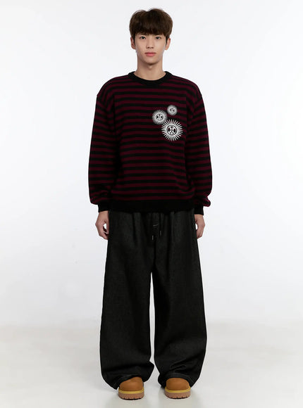 Men's Sunburst Striped Knit Sweater IS529