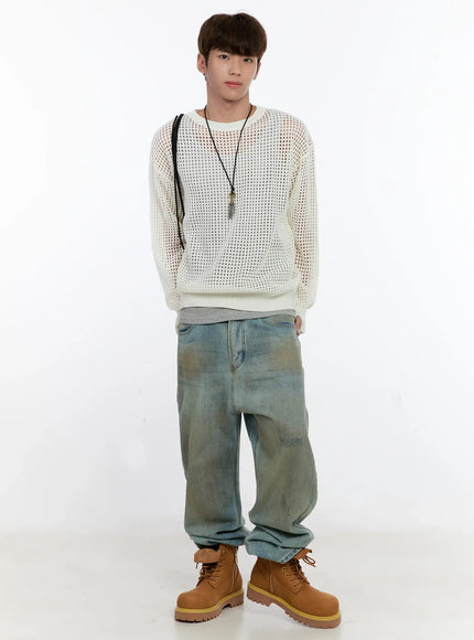 Men's Vintage Wash Wide Fit Jeans IS529