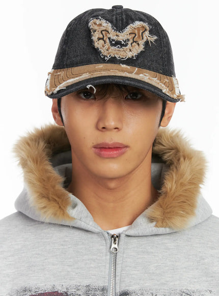 Men's Vintage Distressed Denim Baseball Cap ID511