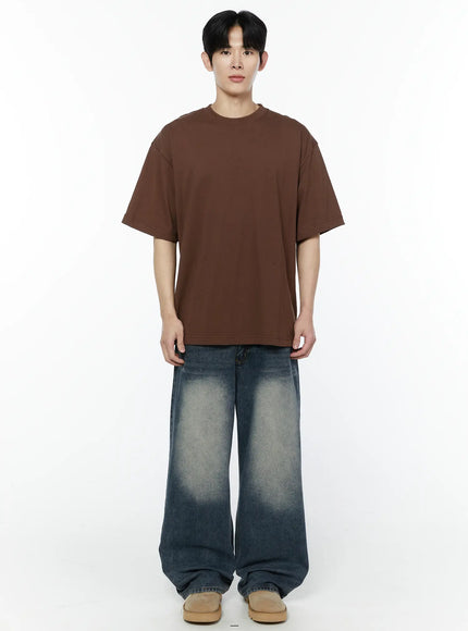 Men's Side Slit T-Shirt (Brown) IY505