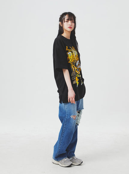 Jean bleu déchiré aux genoux BA307