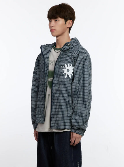Men's Checkered Windbreaker Jacket IS529