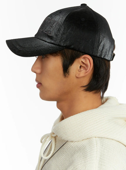 Crackle Faux Leather Youth Cap ID524
