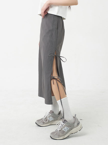 Side Slit Nylon Maxi Skirt BY312