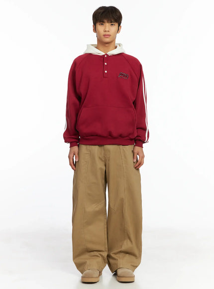 Men's Heart Embroidered Big Pocket Wide Leg Pants IJ514