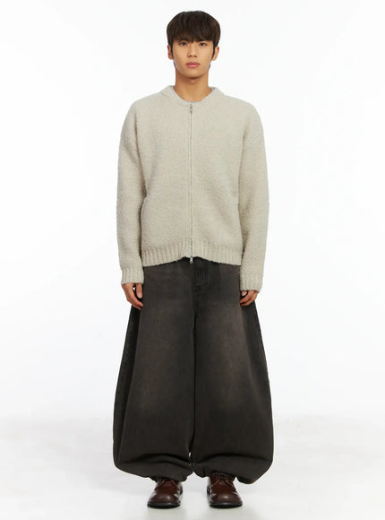 Men's Boucle Zip-Up Cardigan IJ514