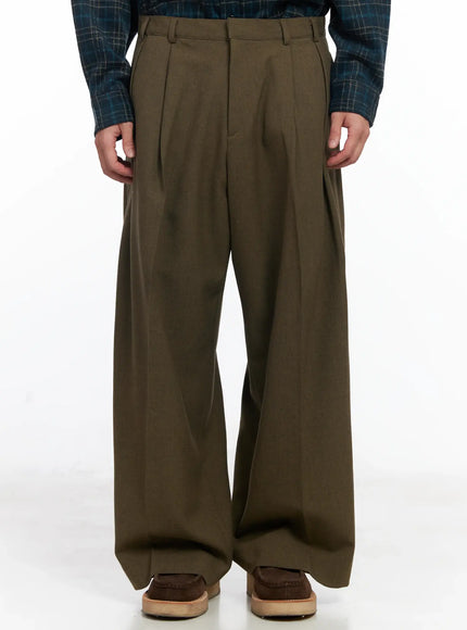 Men's Khaki Wide Leg Slacks IJ521