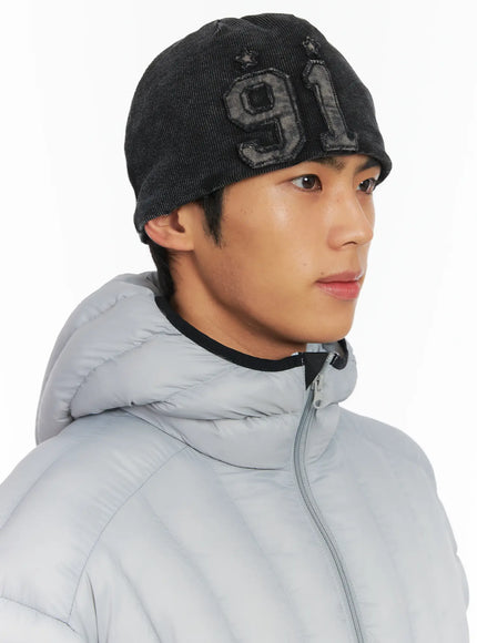 Men's Washed Denim Ribbed Beanie ID511