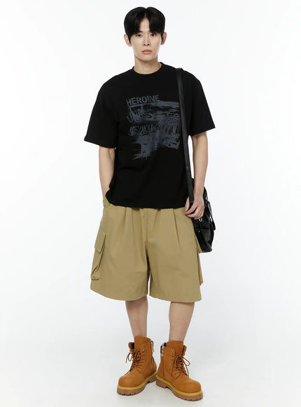 Men's Beige Cargo Bermuda Shorts IA530