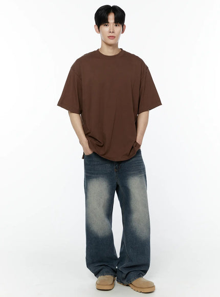 Men's Side Slit T-Shirt (Brown) IY505