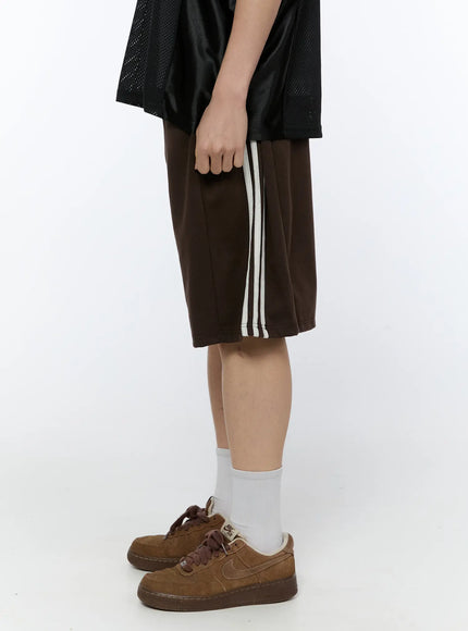 mens-black-stripe-track-shorts-dark-brown-ia517