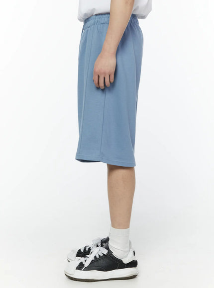 Men's Side Slit Bermuda Sweat Shorts (Light Blue) IY504