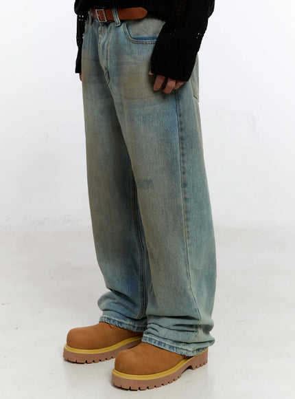 Men's Vintage Wash Wide Fit Jeans IS529