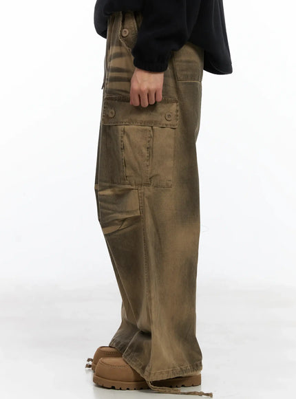 Spray Washed String Cargo Pants ID515