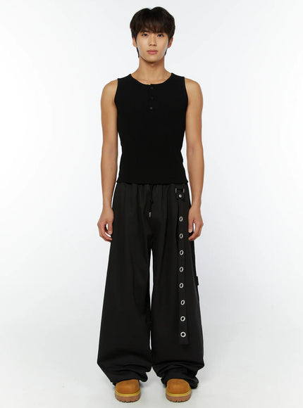 mens-eyelet-detail-wide-leg-pants-iy508-black