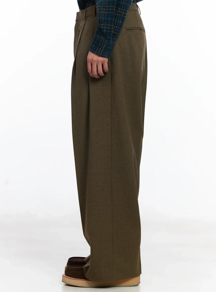 Men's Khaki Wide Leg Slacks IJ521