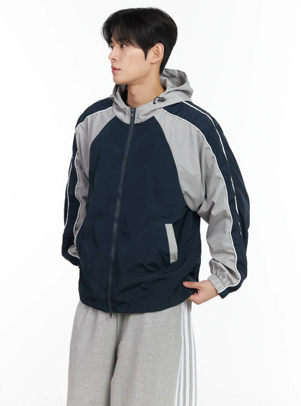 Men's Color Block Hooded Jacket IM523