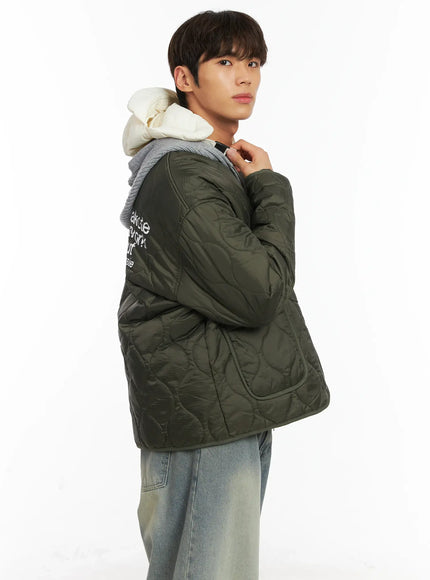 Men's Graphic Print Quilted Jacket ID511