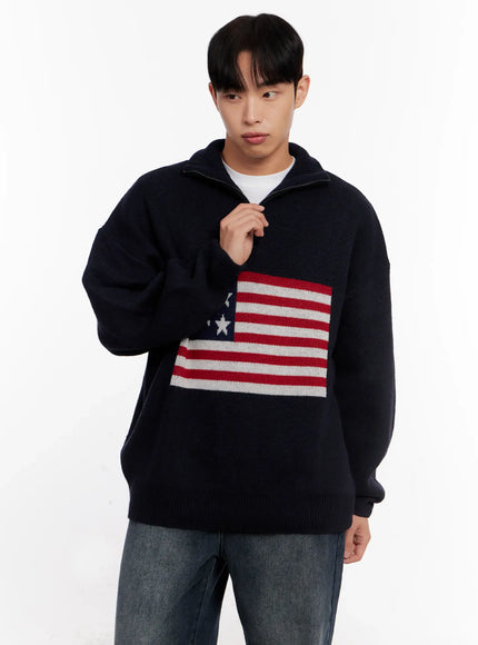 mens-flag-graphic-half-zip-sweater-io528