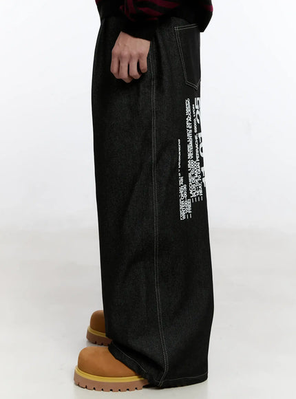 Men's Graphic Jeans (Black) IS529