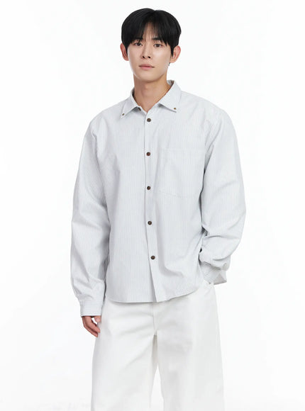 mens-simple-striped-button-up-shirt-ij521