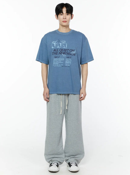 Men's Gray Semi-Wide Sweatpants IA530