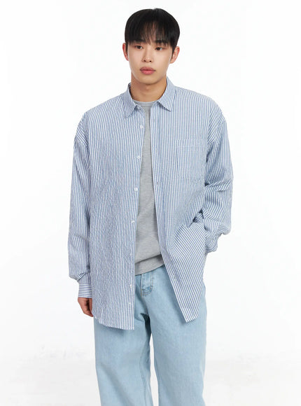 Men's Oversized Striped Collar Shirt IM511