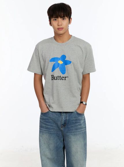 mens-butter-flower-graphic-t-shirt-im530 / Gray